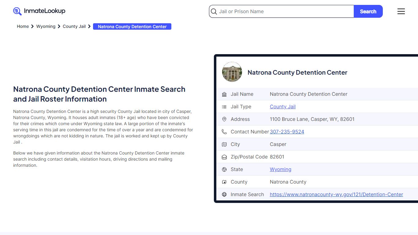 Natrona County Detention Center Inmate Search, Jail ... - Inmate Lookup